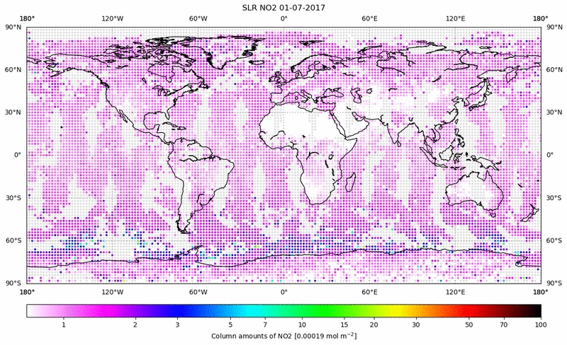 Global map of NO2 in July 2017
