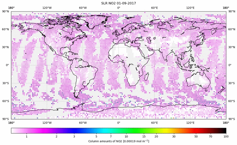 Global map of NO2 in September 2017