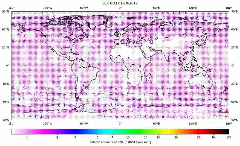 Global map of NO2 in October 2017
