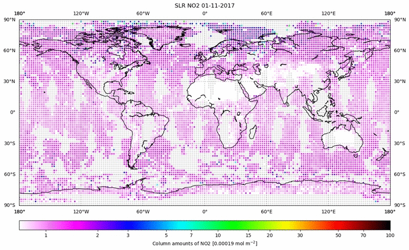 Global map of NO2 in November 2017