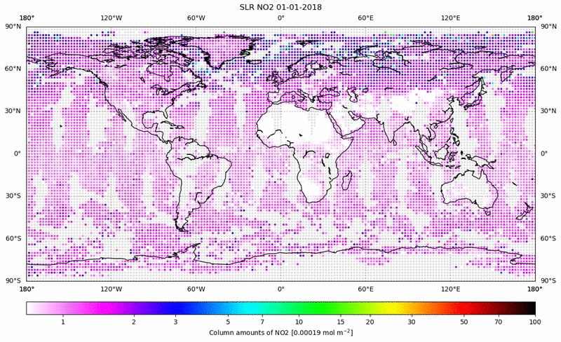 Global map of NO2 in January 2018