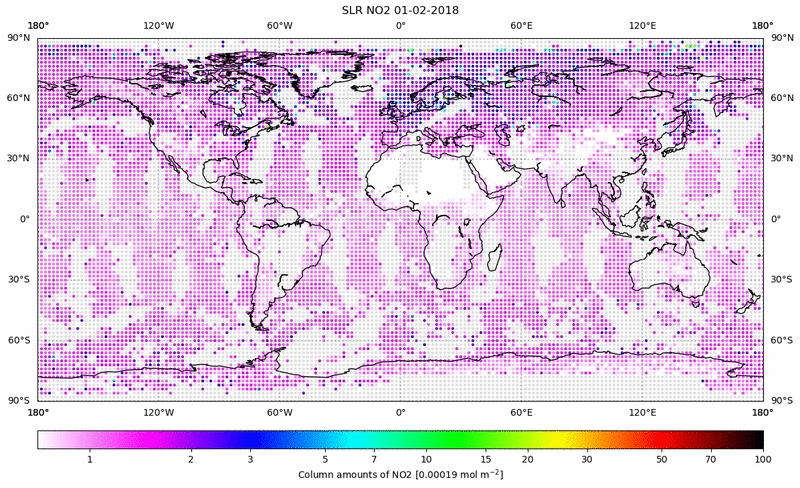 Global map of NO2 in February 2018