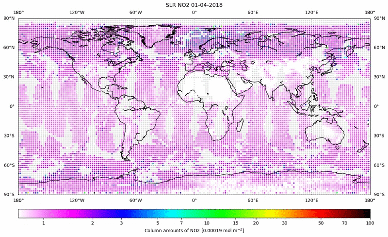 Global map of NO2 in April 2018