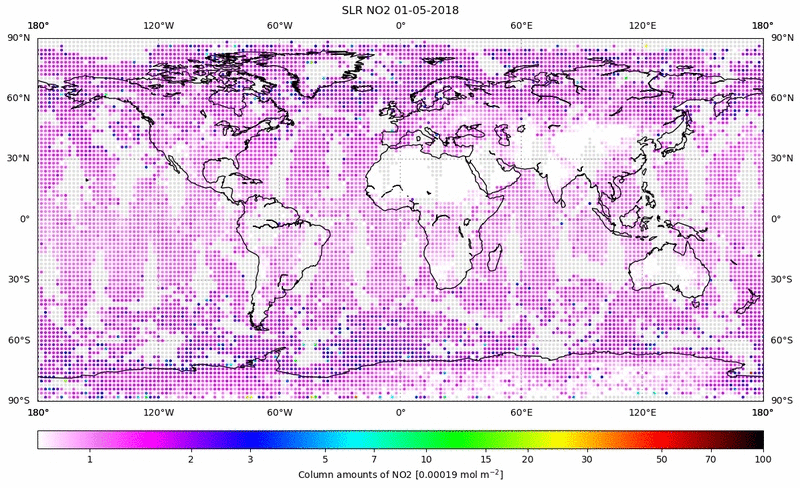 Global map of NO2 in May 2018