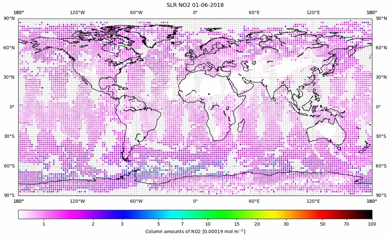 Global map of NO2 in June 2018
