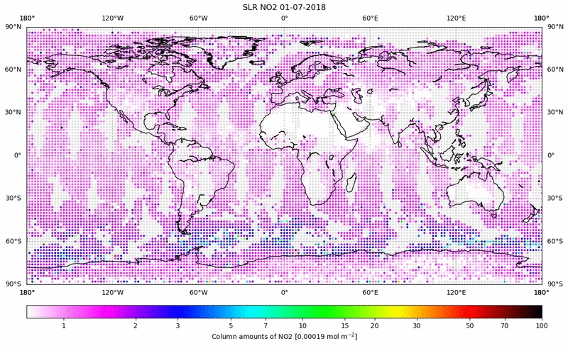 Global map of NO2 in July 2018