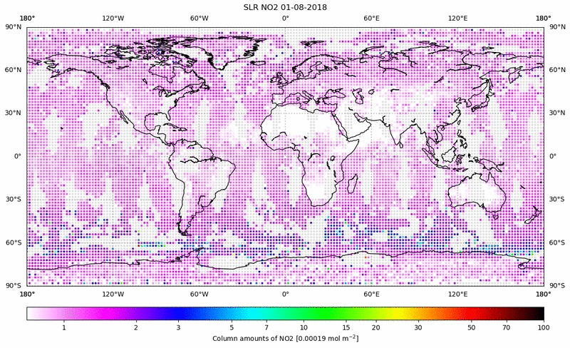 Global map of NO2 in August 2018