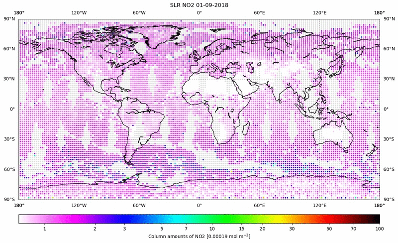 Global map of NO2 in September 2018