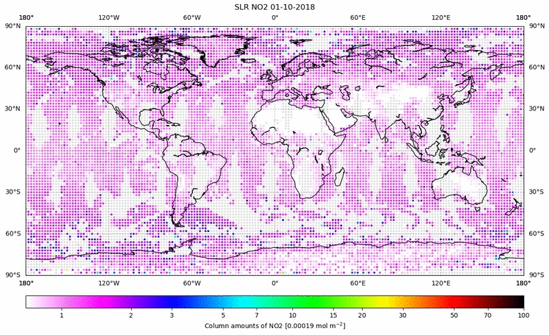 Global map of NO2 in October 2018