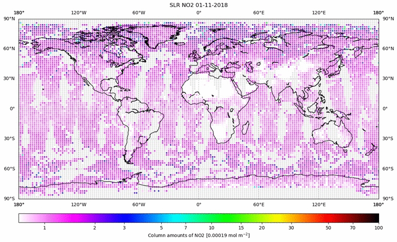 Global map of NO2 in November 2018