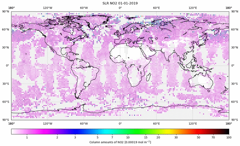 Global map of NO2 in January 2019