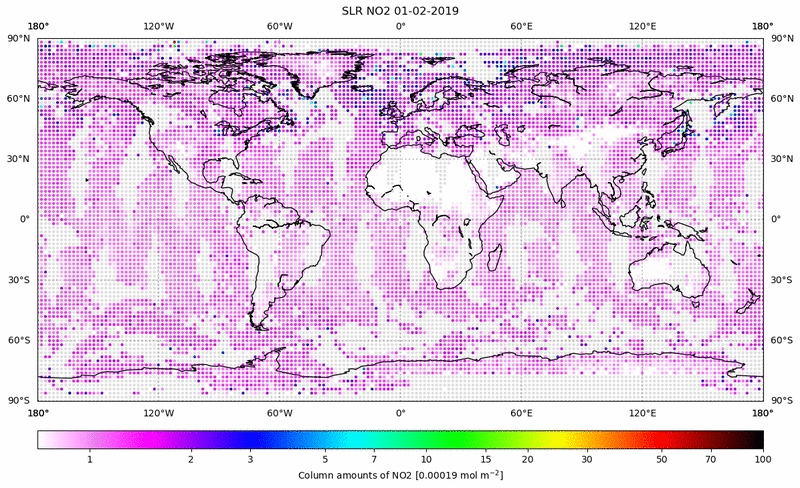 Global map of NO2 in February 2019
