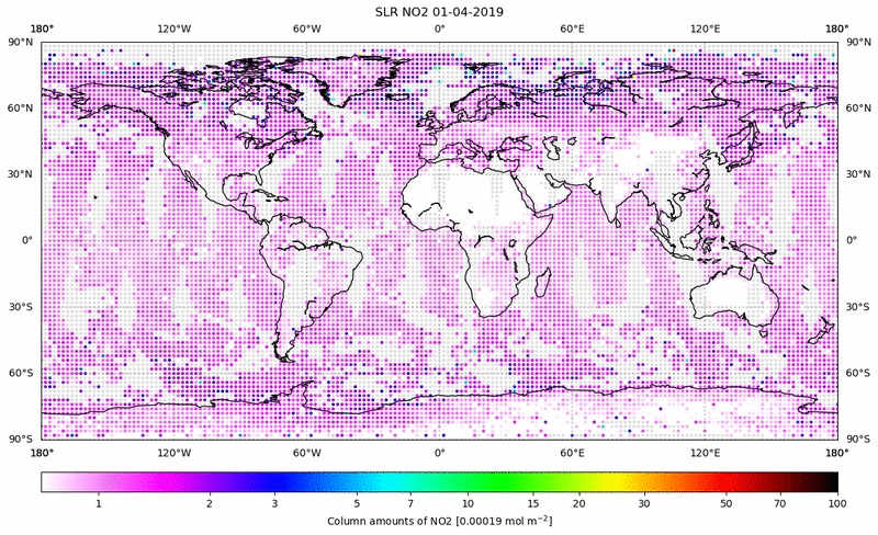 Global map of NO2 in April 2019