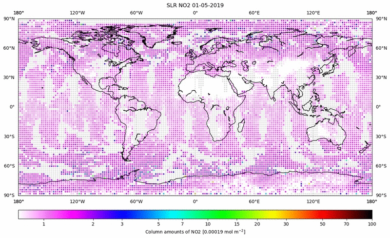 Global map of NO2 in May 2019