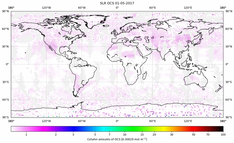 Global map of OCS in May 2017