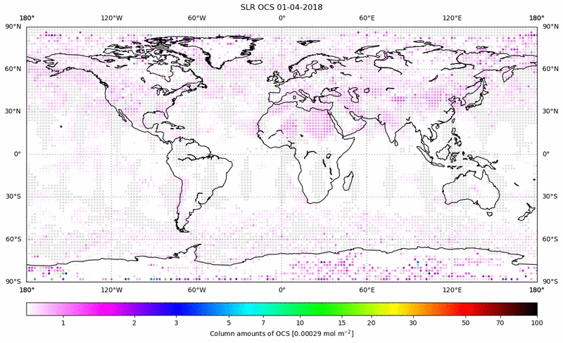 Global map of OCS in April 2018