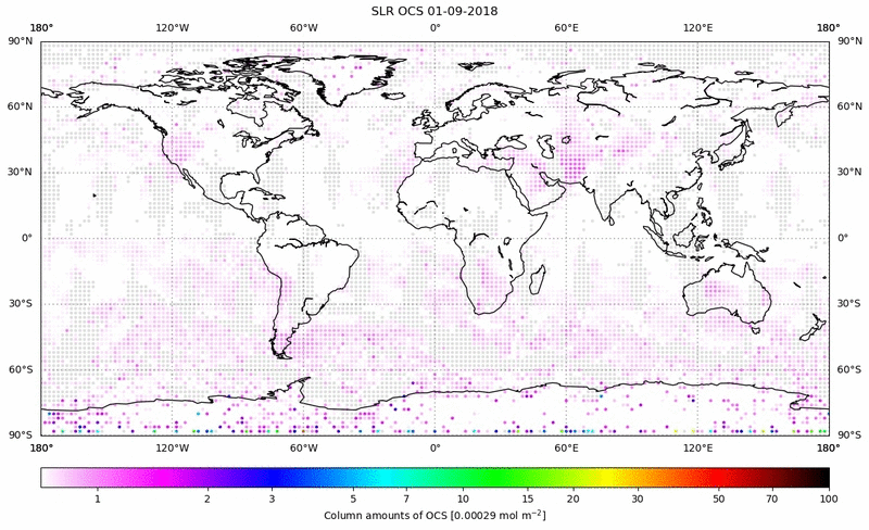 Global map of OCS in September 2018