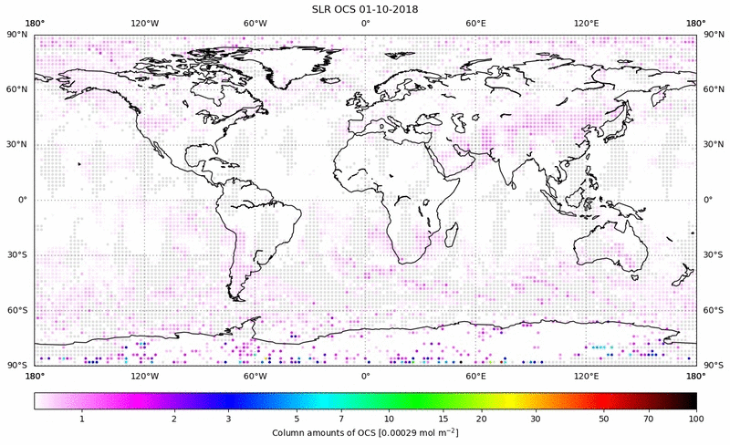 Global map of OCS in October 2018