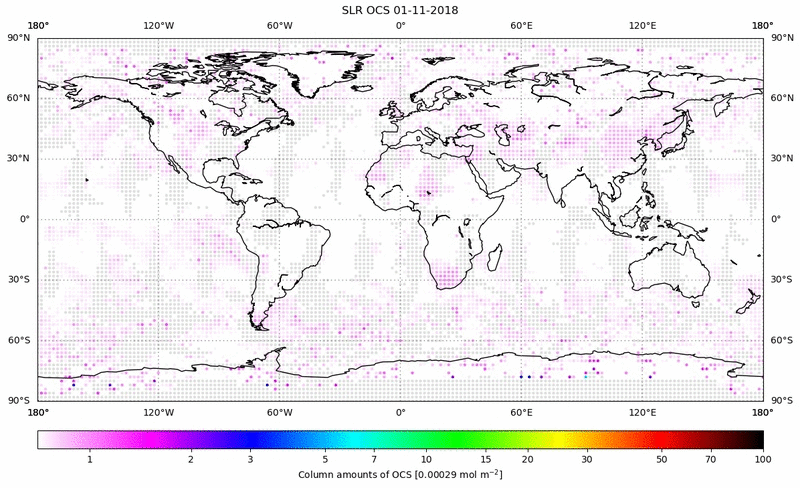 Global map of OCS in November 2018