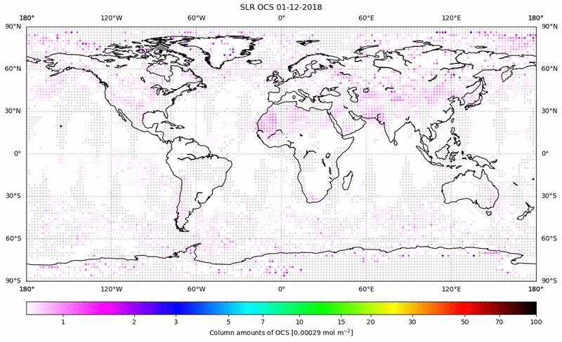 Global map of OCS in December 2018