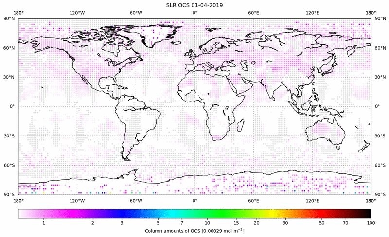 Global map of OCS in April 2019