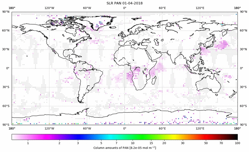 Global map of PAN in April 2018