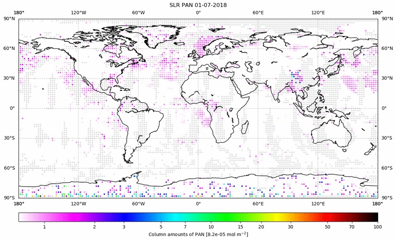 Global map of PAN in July 2018