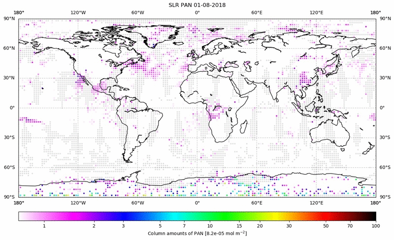 Global map of PAN in August 2018