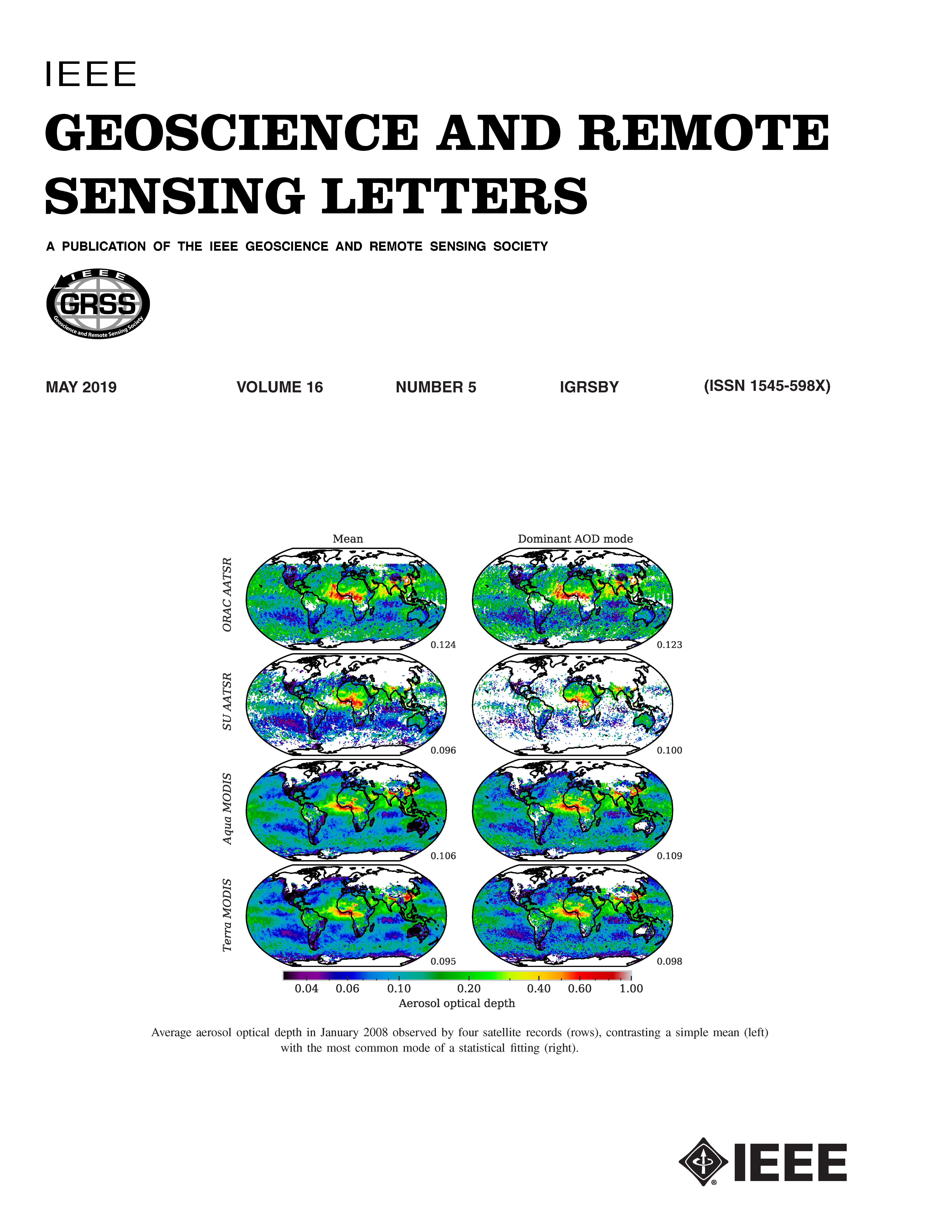 Cover image of IEEE Geoscience and Remote Sensing Letters, Volume 16, Issue 5, May 2019.