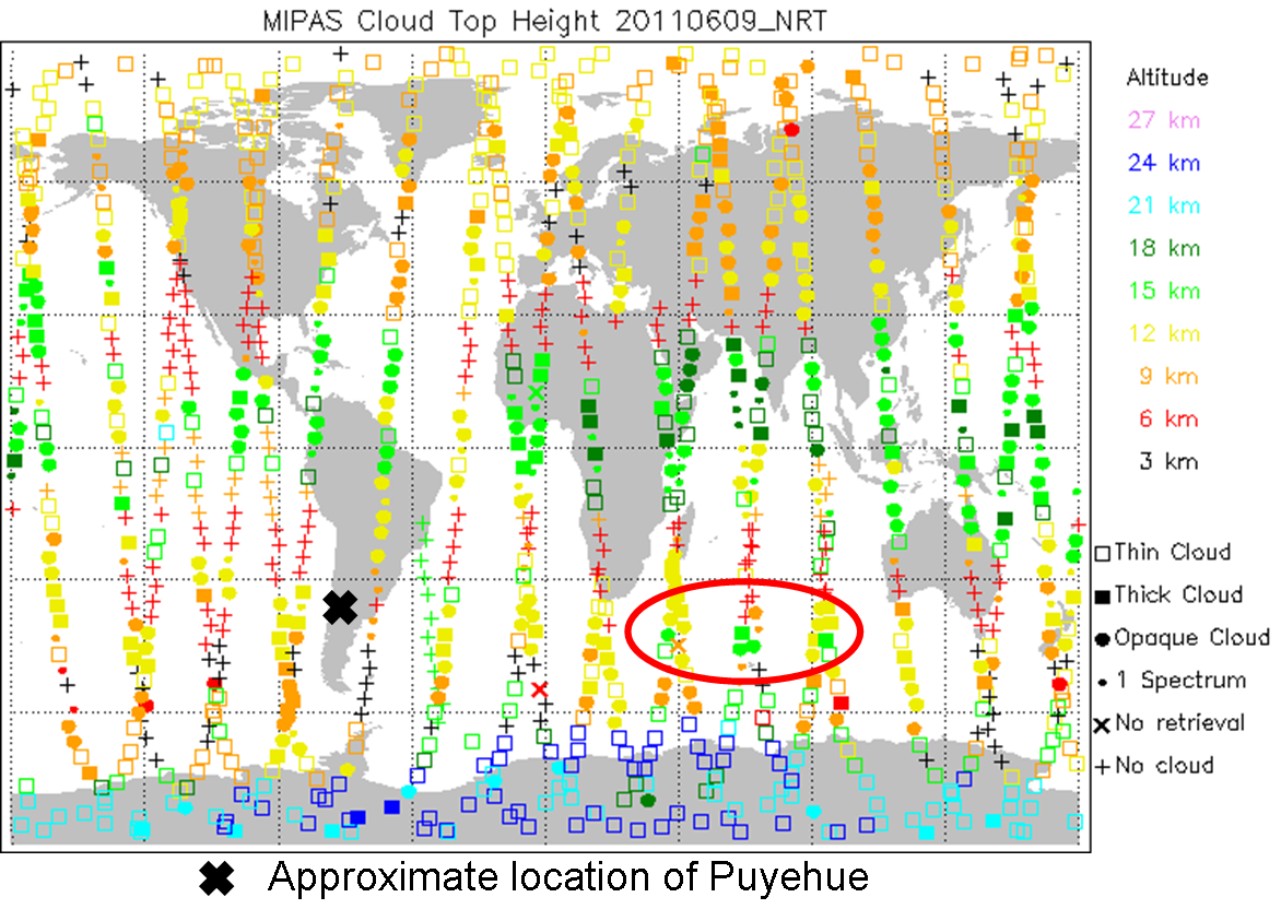MIPAS Cloud Top Height 9 June 2011